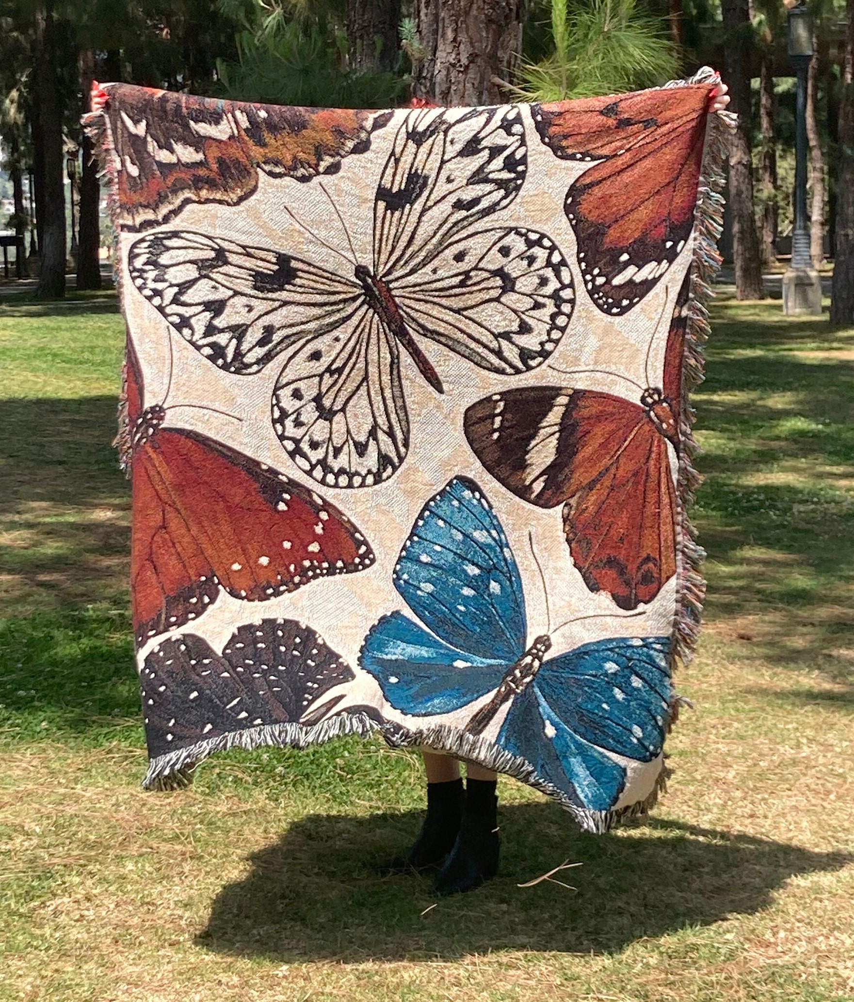 Butterfly Picnic Blanket Butterfly Woven Throw Blanket Butterfly