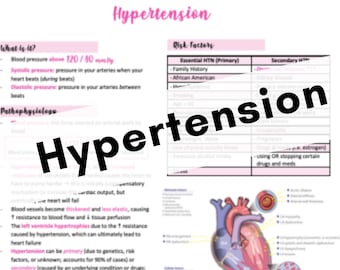 Hypertension Cardiac Nursing Concept Map and Review- Nursing Notes- Nursing Concept Map **See Item Details**