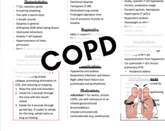 COPD Nursing Review- Single Page Concept Map- Emphysema and Chronic Bronchitis- Digital Download- **See Item Details**