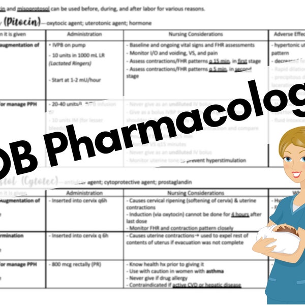 OB/ Labor and Delivery Nursing Pharmacology / Nursing Meds / Digital Download, ipad compatible