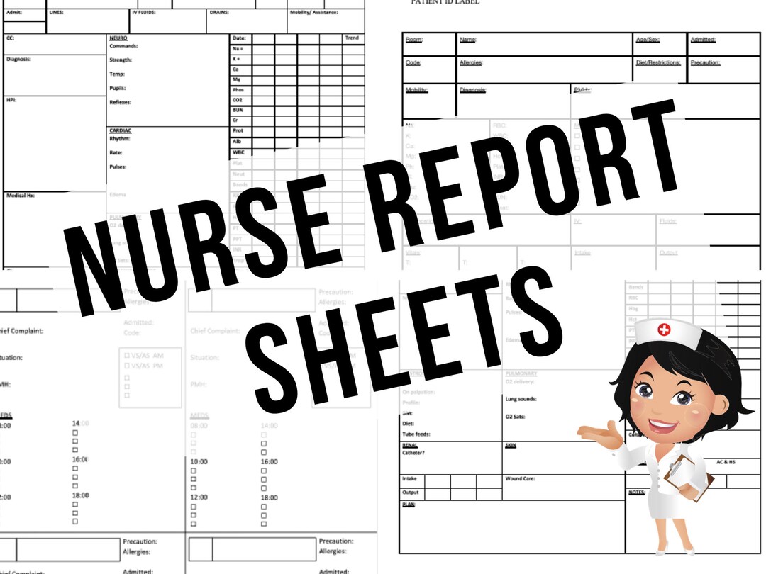 Nurse Report Sheet Nurse Brain Sheets 4 Sheets Included PDF Digital