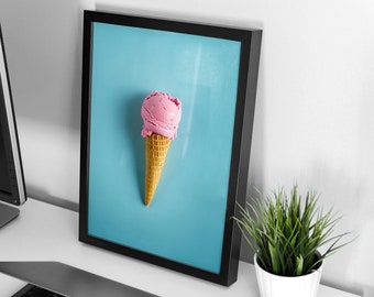Stampa cono gelato / Poster di gelato minimale / Arte da parete minimalista / Stampe di poster / Arte da parete
