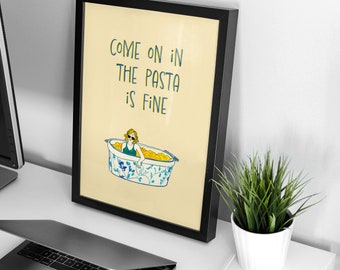 Stampa vintage di una casseruola Corningware: decorazione murale umoristica per la cucina (download digitale)