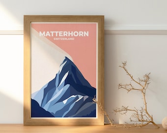 Poster di viaggio sul Cervino, Zermatt, stampa artistica da parete per la casa, arredamento per ufficio, poster di viaggio, stampa Svizzera