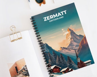 Quaderno a spirale Zermatt, diario, agenda giornaliera, diario con copertina rigida, diario di viaggio, taccuino personalizzato, diario di viaggio, Svizzera