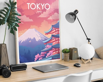 Poster di viaggio di Tokyo, Giappone, stampa per la casa, arredamento per ufficio, arte da parete unica, arte da parete unica, stampa scaricabile, regali per lei, poster di viaggio