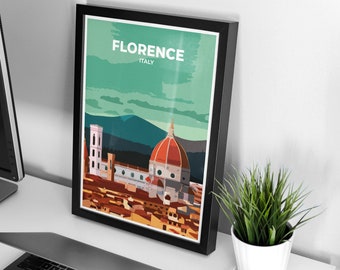 Poster di viaggio di Firenze / Poster di Firenze Italia / Stampa artistica da parete per l'arredamento di casa e ufficio / Poster di viaggio / Italia