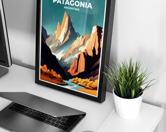 Poster Patagonia, poster di viaggio in Argentina, stampa artistica da parete per la casa, arredamento per ufficio, poster di viaggio, stampa del Sud America