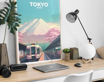 Stampa digitale di Tokyo, poster estetico, arte murale unica, arte stampabile, arte scaricabile, regali per lei, poster di viaggio, Giappone, Monte Fuji