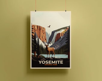 Stampa digitale del Parco nazionale Yosemite / Arte della parete digitale / Parchi nazionali degli Stati Uniti / Poster escursionistico