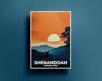 Stampa digitale del Parco nazionale di Shenandoah / Arte murale del Parco Nazionale / Download digitale / Poster escursionistico / Poster di viaggio