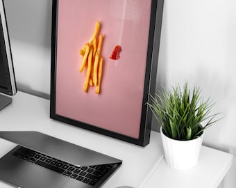 Stampa di patatine fritte, Poster di cibo minimale, Poster di arte da parete minimalista, Decorazione alimentare, Stampa per cucina, Poster estetico, Regali per lei