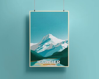 Stampa digitale del Glacier National Park / Arte della parete digitale / Parchi nazionali degli Stati Uniti / Ghiacciaio / Montana / Poster di viaggio / Escursionismo