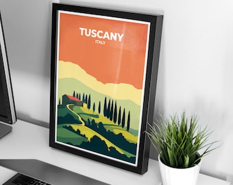 Poster di viaggio in Toscana / Toscana / Stampa artistica da parete per l'arredamento di casa e ufficio / Poster di viaggio / Italia
