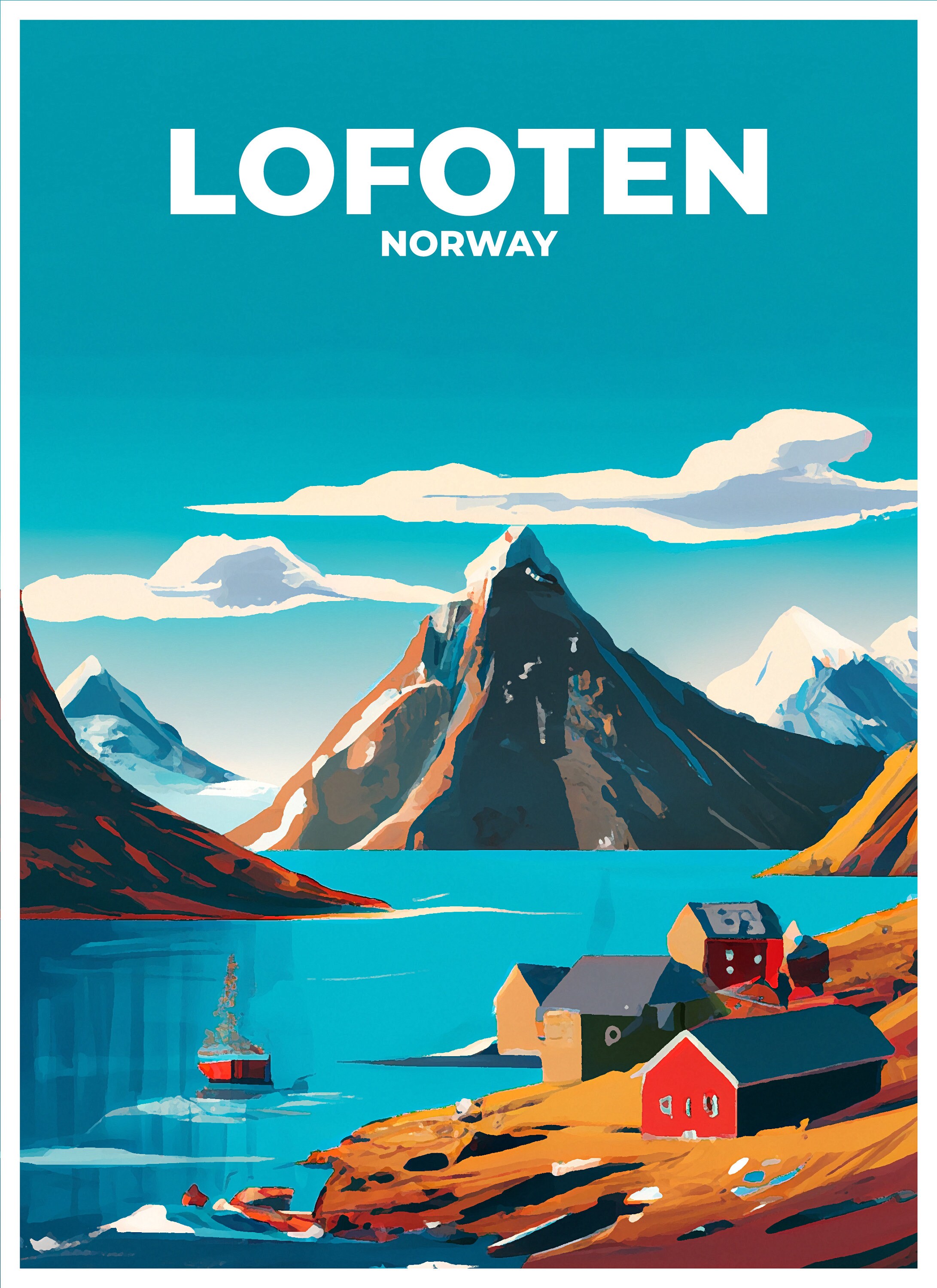 Lofoten Travel Poster Norway Wall Art Print for Home and Etsy Hong Kong