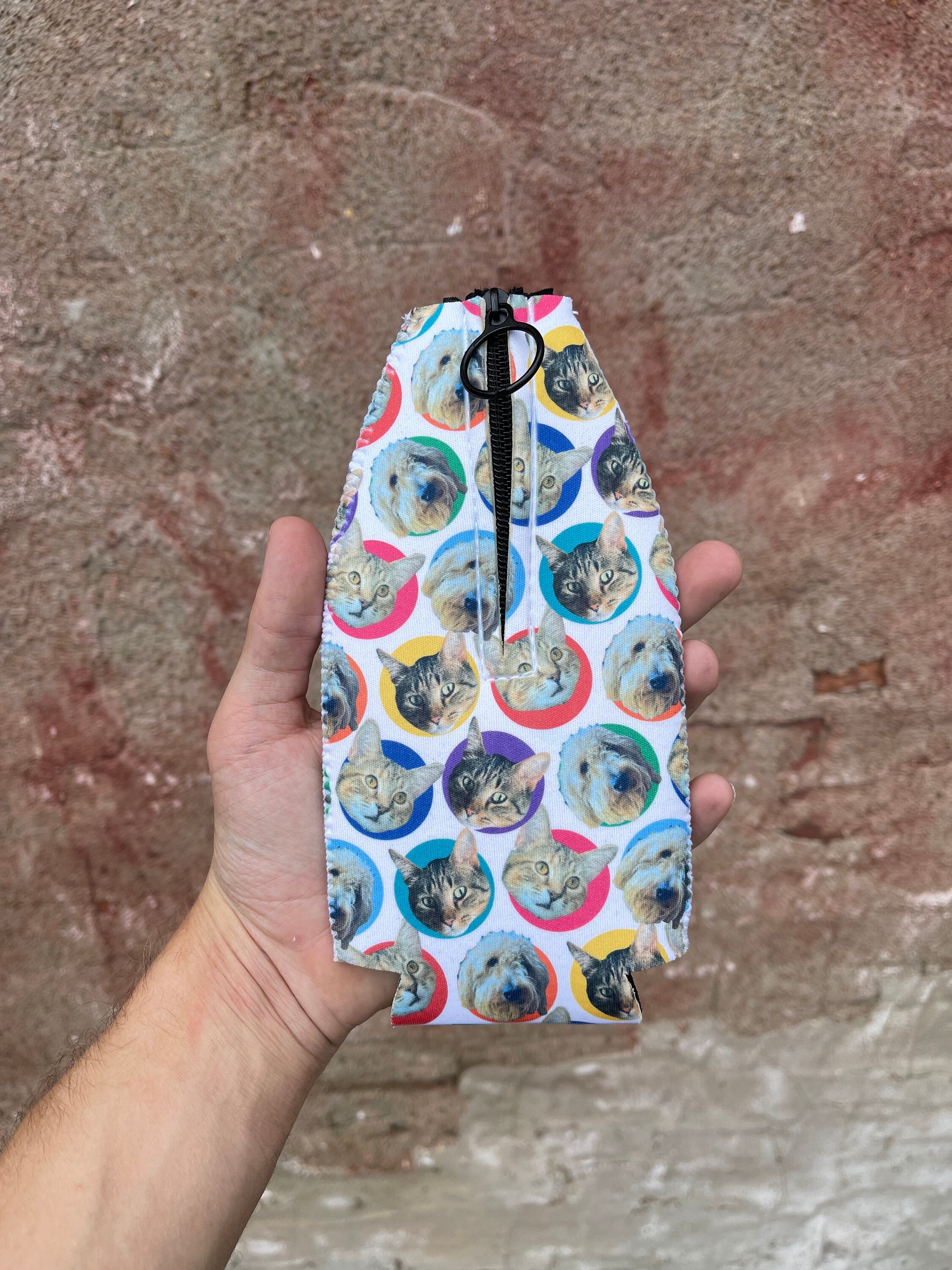 CUSTOM pet polka dot face drink insulators | funny cat gift | funny d…