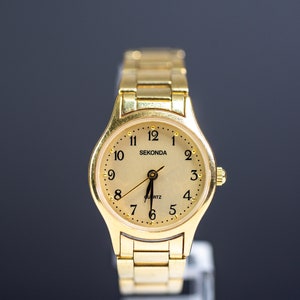 Sekonda Ladies Analog Vintage  Watch, Quartz,  Gold  Tone Bracelet, Stainless Steel,  Jewellery Watch