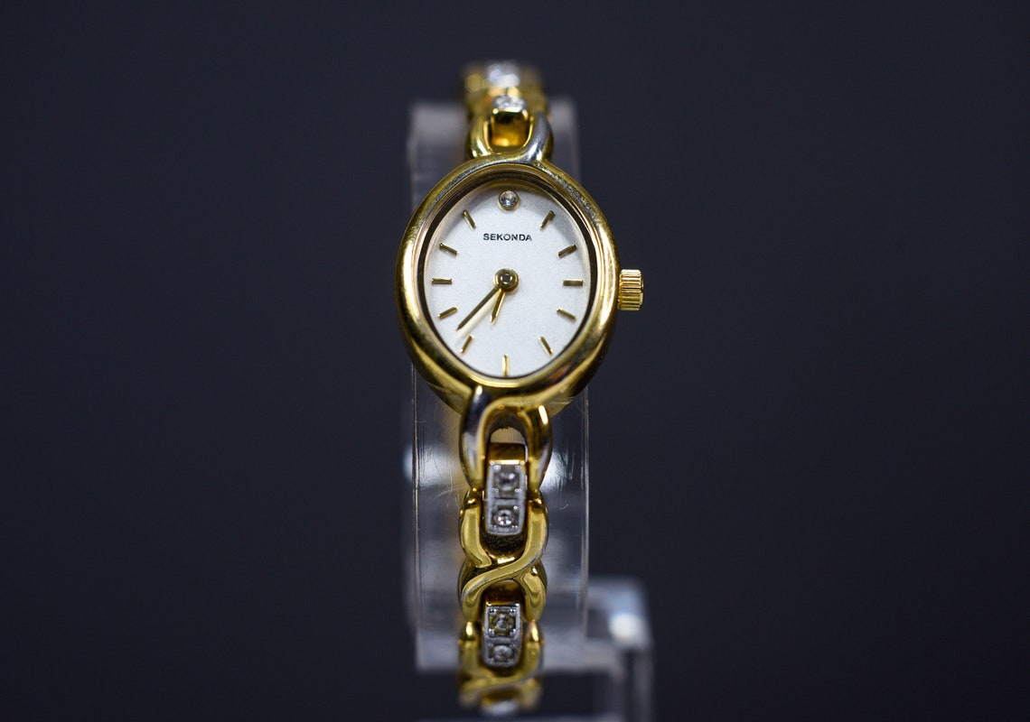 Sekonda Ladies Vintage Quartz Gold Tone Bracelet Watch Etsy
