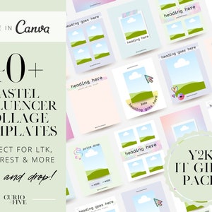 40 Pastel Canva Templates for Influencers Pastel LTK Templates LIKEtoKNOW.it Canva Templates Blogger Collage Templates image 1