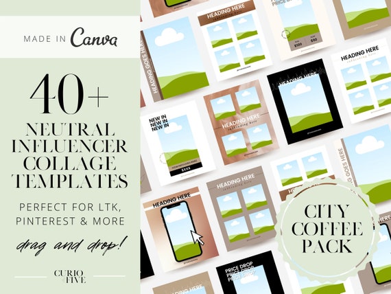 40 Neutral Collage Canva Templates For Influencers Etsy