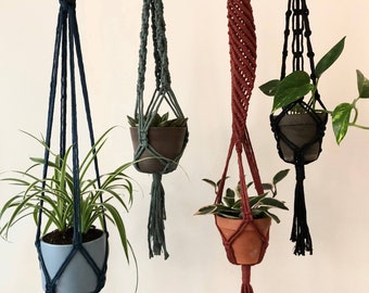 Cintre pour plantes colorées | Cintre pour plantes en macramé | Cintre pour plante en corde | Cintre moyen pour plantes | Cintre pour plantes Boho | Décor moderne du milieu du siècle