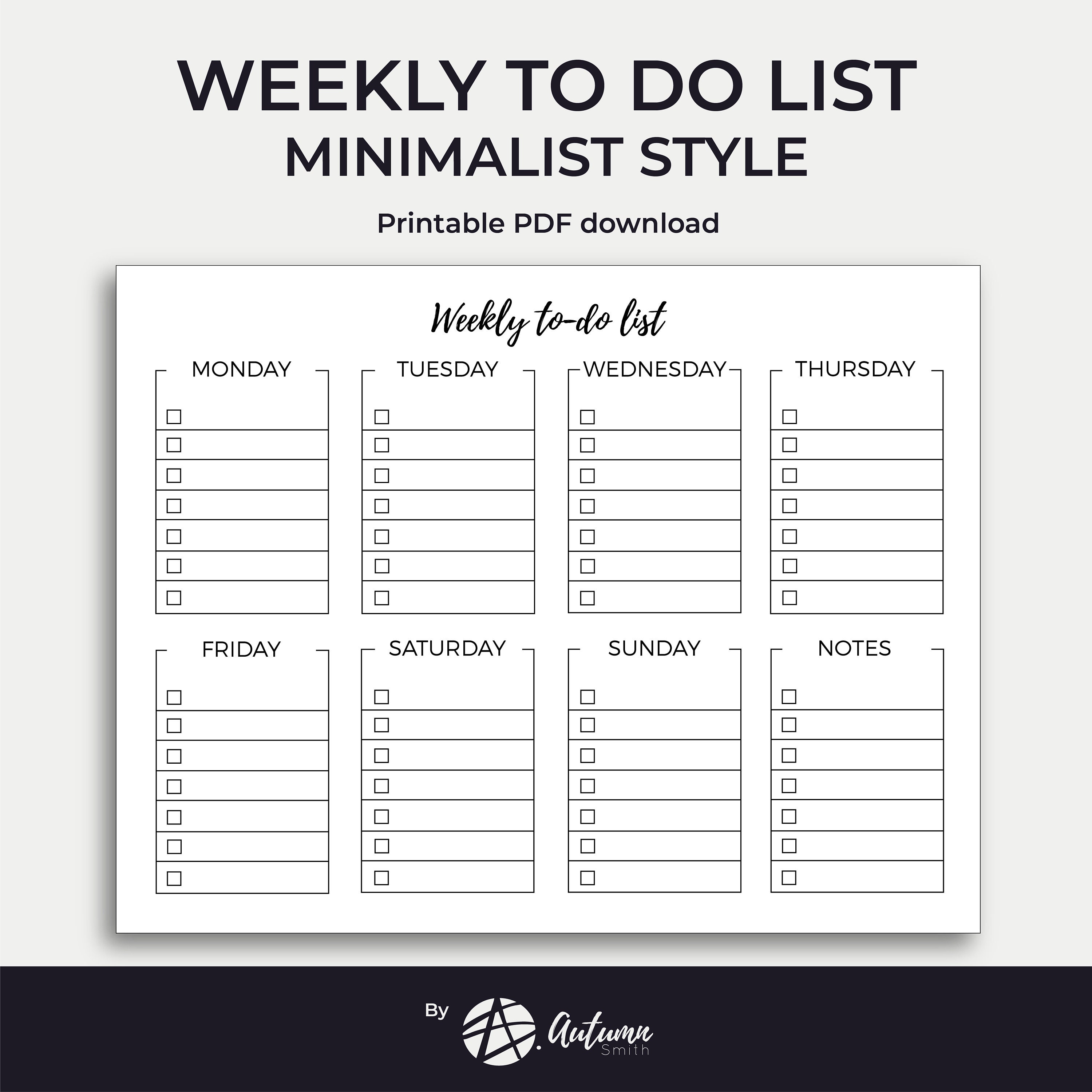 weekly printable planner pages etsy