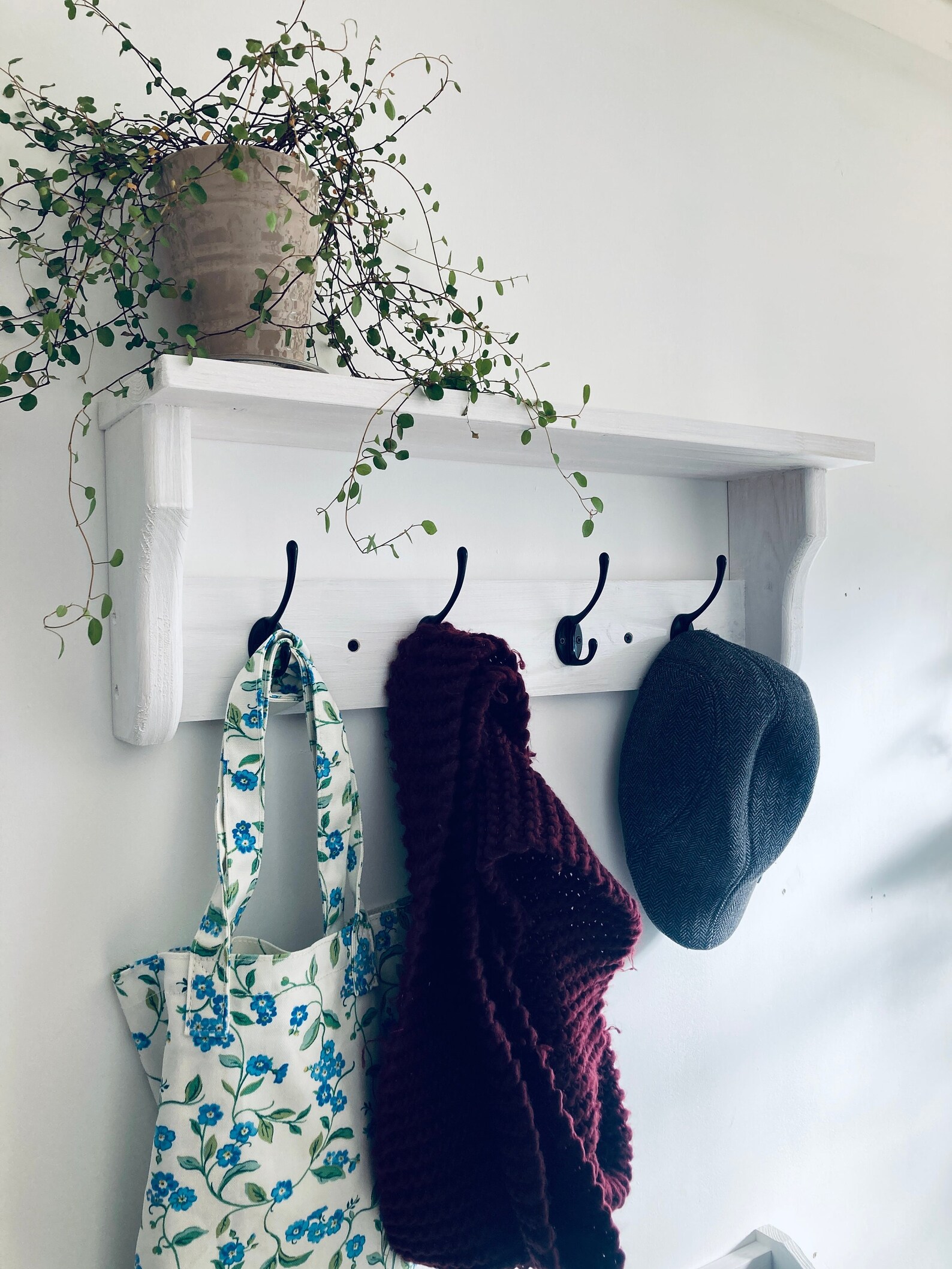 Coat Rack With Shelf Rustic Shoe Rack Set Narrow Entryway Etsy UK