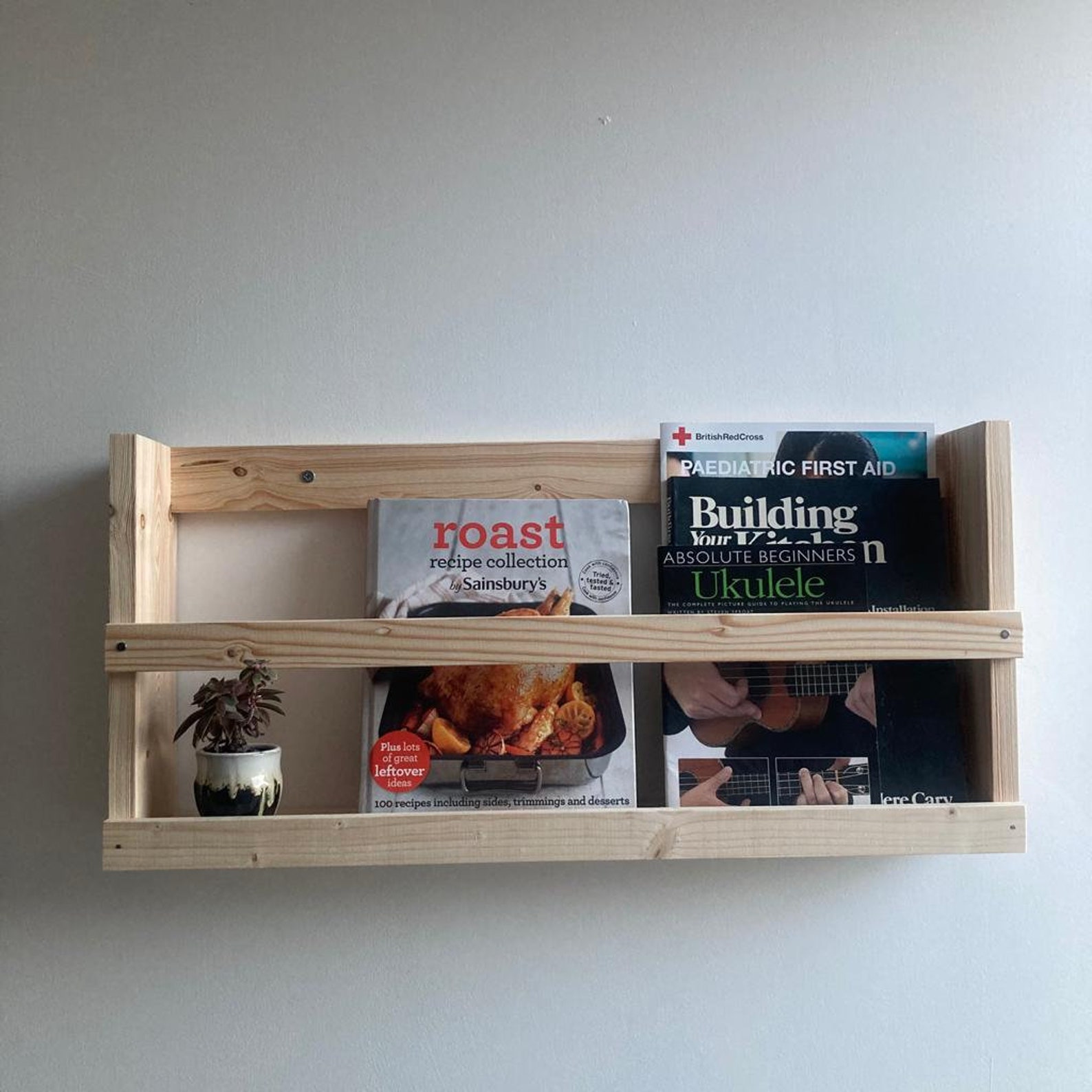 Magazine Rack Recipe Book Rack Wall Mounted Display Shelf Etsy UK