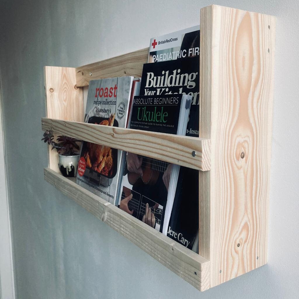 Magazine Rack Recipe Book Rack Wall Mounted Display Shelf Etsy UK