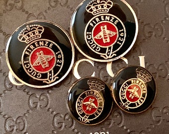 2 Black and Red Gold Metal Classic Buttons. 24 or 16 mm