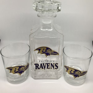 Baltimore Ravens Gift/Ravens Fan/Ravens Gift for Him/ Whiskey Lover Gift/Whiskey Decanter Gift Set/Christmas Gifts