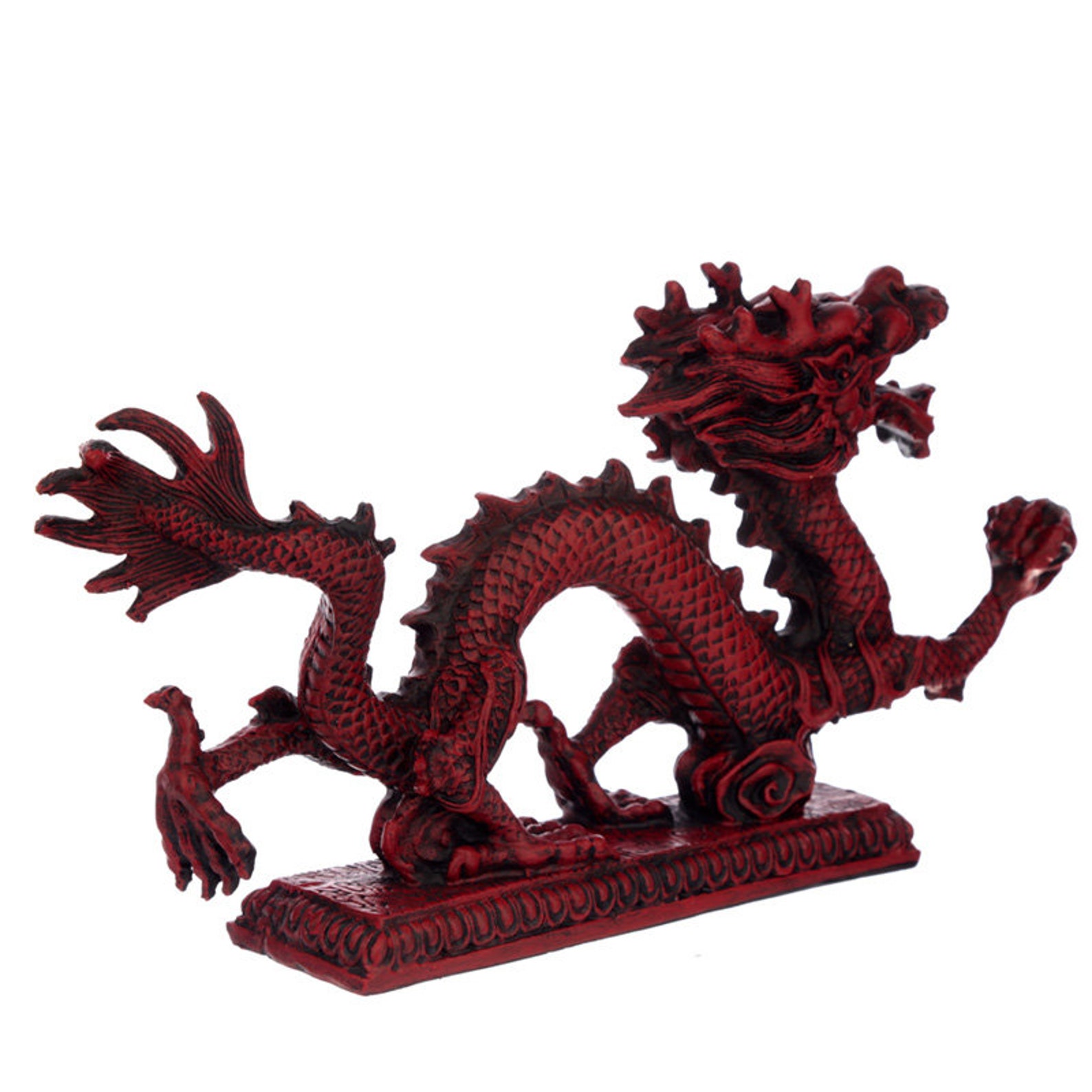 Chinese Red Dragon Figurine/ Fen shui Dragon Resin Statue/ Etsy