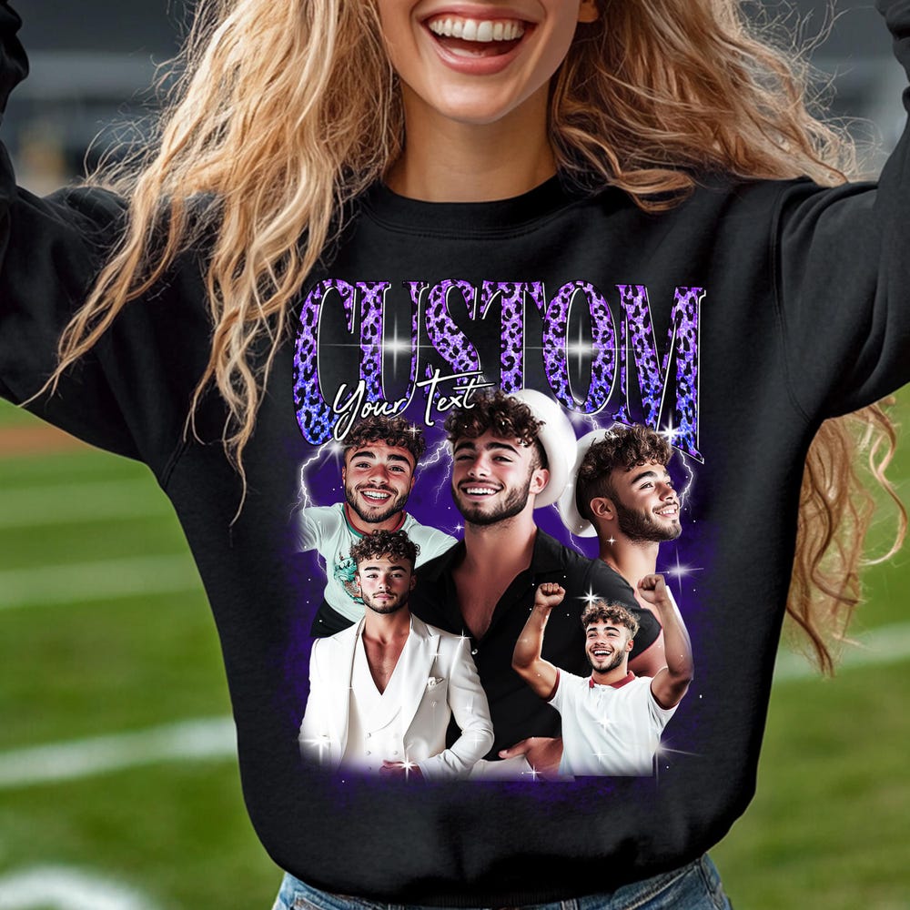 Custom Bestie Or Couple Shirt | Retro Bootleg T-Shirt With Photo | Unique Relationship Gift For Girlfriend, Boyfriend, Or Friend Shop24Hs Vibe