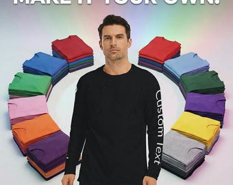 Katoenen shirts, aangepaste shirts met lange mouwen, aangepaste lange mouw, uniseks shirt met lange mouw, T-shirt met tekst toevoegen, gepersonaliseerde shirts,
