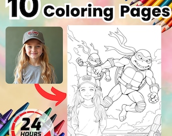 10 Custom Coloring Pages from Photo | Birthday Gift for Kids or Adults | Personalized Coloring Book | Fun Printable Keepsake | Download