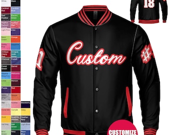 Chaqueta Varsity personalizada - Chaqueta Bomber unisex para adultos, Bomber, Varsity, Vintage, Abrigo, Chaqueta personalizada, Boda, Chaqueta de novia, Equipo,