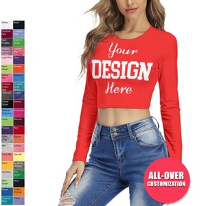 Custom Long Sleeve Crop Top,Photo Shirt, Crop Tops For Women,Ladies Custom Shirt, Cropped, Bridesmaid,Customized T-shirt,Personalized Shirt