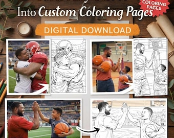 5 Custom Coloring Pages from Photo | Birthday Gift for Families | Personalized Coloring Book | Fun Printable Keepsake | Download
