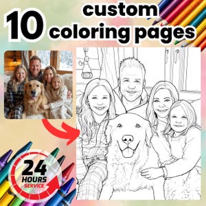 10 Custom Coloring Pages from Photo | Personalized Coloring Book | Printable Wedding Pet Family Gift | Digital Download