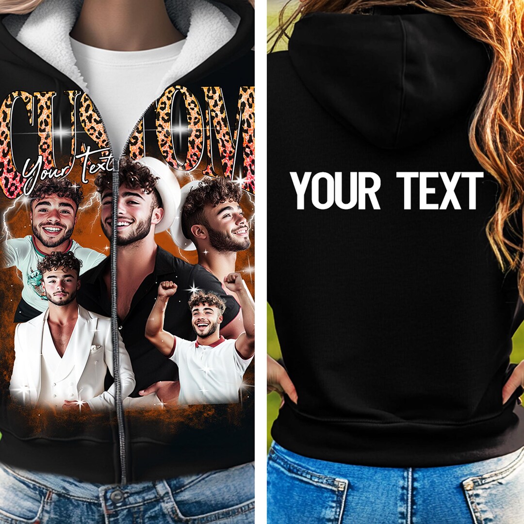 Sweat à capuche photo personnalisé Style bootleg rétro pour