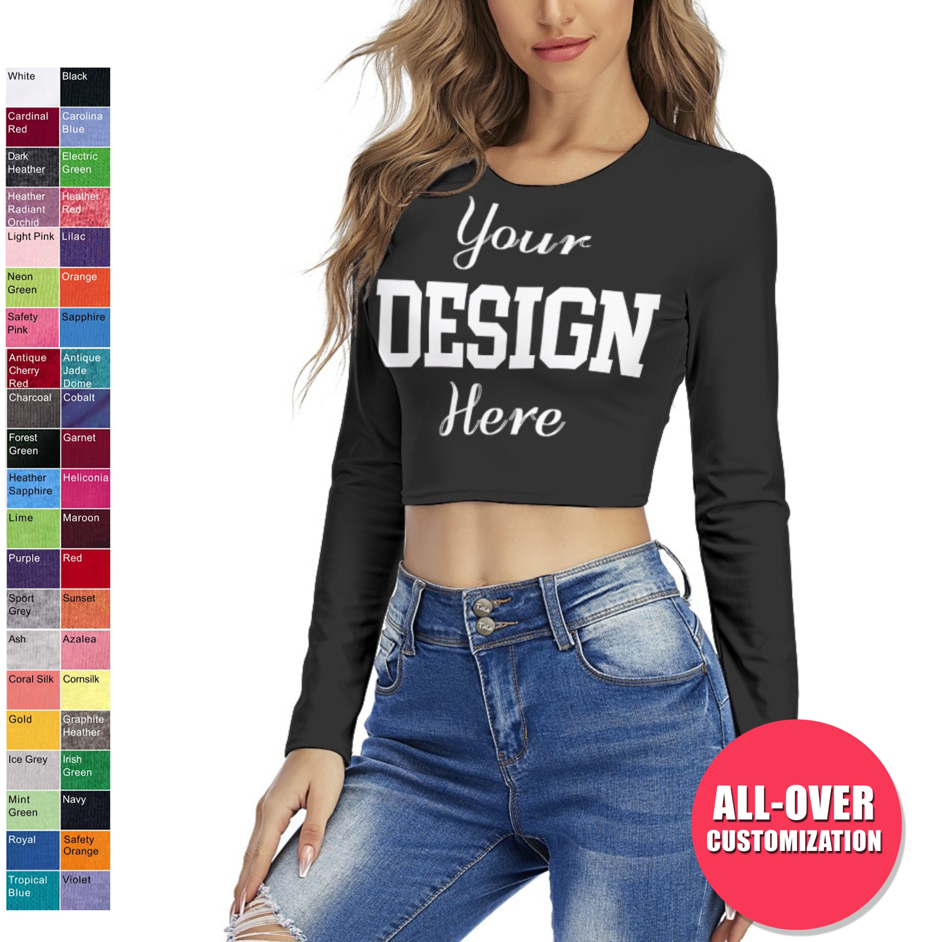custom long sleeve crop tops