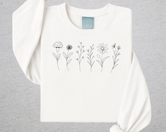 Cottagecore Langarmshirt Bella Canvas Floral tee Frühlings TShirt für Frauen Boho Top Natur ästhetisches T-Shirt romantisch weich Vintage Geschenk