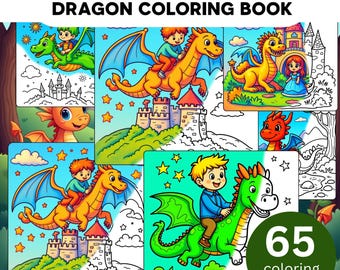 Digitale download drakenkleurboek + gratis luisterboek en kleurboek | Fantasie kleurplaten pdf | Afdrukbaar verhalenboek voor kinderen