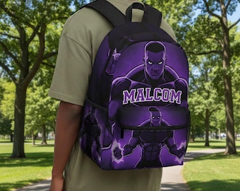 Mochila de lona con nombre personalizado de superhéroe para niños, mochila personalizada para bebé, mochilas juveniles con monograma, mochila preescolar, linda mochila escolar.