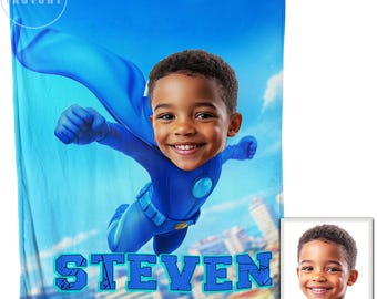 Manta de superhéroe para niños, manta personalizada para niños, manta de superhéroe, manta personalizada para hijo, regalo para fan de superhéroes, regalo personalizado para niños