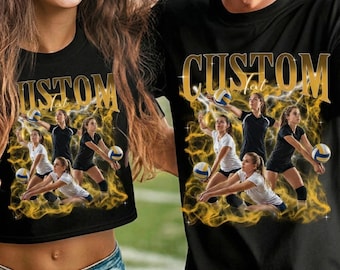 Custom Volleyball Shirt, Volleyball Mom Dad Shirt, Gifts Player Name Photo Tee, Retro Sweatshirt Hoodie Personalized Funny