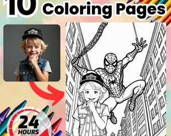 10 Custom Coloring Pages from Photo | Birthday Gift for Kids or Adults | Personalized Coloring Book | Fun Printable Keepsake | Download