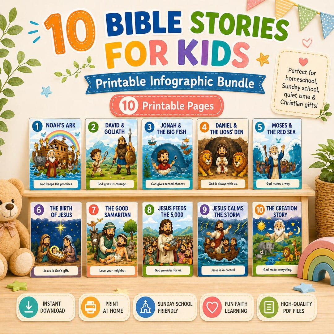 Kids Bible Story Printables, Bible Stories for Kids PDF, Sunday School ...