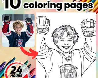 10 Custom Coloring Pages from Photo | Personalized Kids Coloring Book | Birthday Gift for Children | Fun Printable Activity | Download