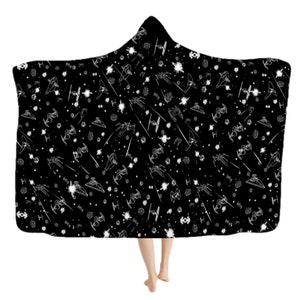 Sherpa Hooded Star Blanket – Wearable Cozy Fleece Hood With Mittens 60 x 80 - Made In The USA